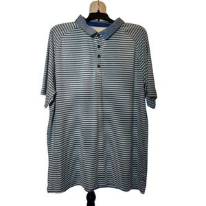 Anderson Ord Men's Golf Shirt Blue White Striped Premium Shirt Sz XL